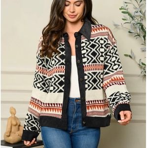 FATE Anthropologie Geometric Knit Jacket